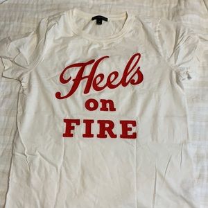 J. Crew embroidered “heels on fire” t-shirt